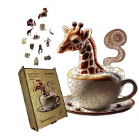 Дерев'яний фігурний пазл Джирафучіно, А2, Картонна коробка 300+ елементів