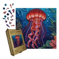 Дерев'яний фігурний пазл Мозаїка Медузи, А4, Дерев'яна коробка 100 елементів