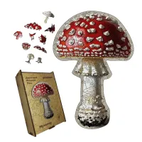 Дерев'яний фігурний пазл Мухомор, А4, Дерев'яна коробка 100 елементів