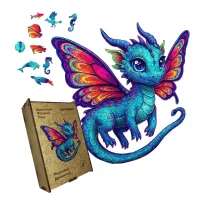Дерев'яний фігурний пазл Морський Дракончик, А4, Дерев'яна коробка 100 елементів