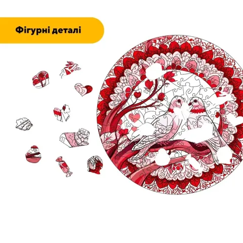 Дерев'яний фігурний пазл Закохані Голуби, А1, Картонна коробка 500+ елементів