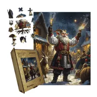 Дерев'яний фігурний пазл Коляда, А5, Дерев'яна коробка 35 елементів