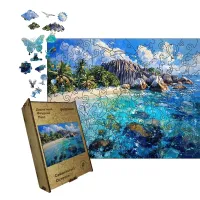 Дерев'яний фігурний пазл Сейшельські Острови, А5, Дерев'яна коробка 35 елементів