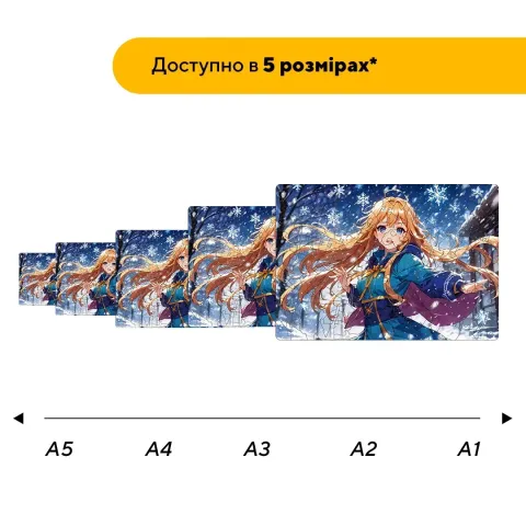 Пазл дерев'яний Аніме Зимова Круговерть, А4, Дерев'яна коробка 100 елементів