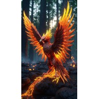 Дерев'яний фігурний пазл Могутній фенікс, А2, Картонна коробка 300+ елементів