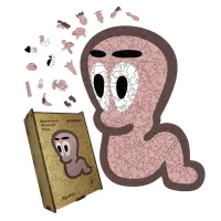 Дерев'яний фігурний пазл Хробак, А5, Дерев'яна коробка 35 елементів