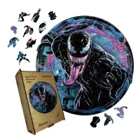 Дерев'яний фігурний пазл Веном, А5, Дерев'яна коробка 35 елементів