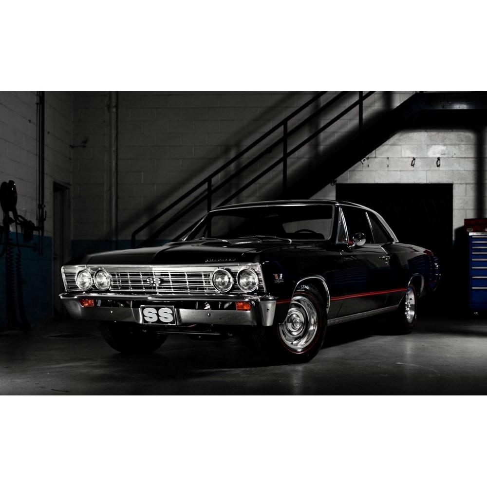 Дерев'яний фігурний пазл Muscle cars Chevrolet Chevelle SS, А3, Дерев'яна коробка 200 елементів