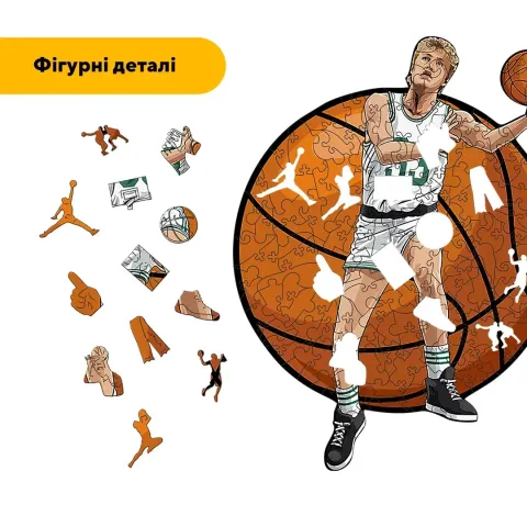 Дерев'яний фігурний пазл Ларрі Берд, А5, Дерев'яна коробка 35 елементів