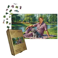 Дерев'яний фігурний пазл Відпочинок Чорновола, А5, Дерев'яна коробка 35 елементів