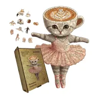 Дерев'яний фігурний пазл Балеріна Капучіна, А3, Дерев'яна коробка 200 елементів