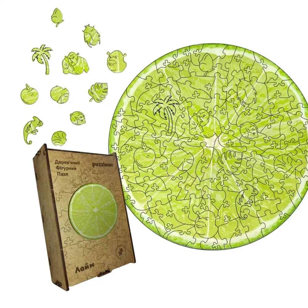 Дерев'яний фігурний пазл Лайм, А2, Картонна коробка 300+ елементів