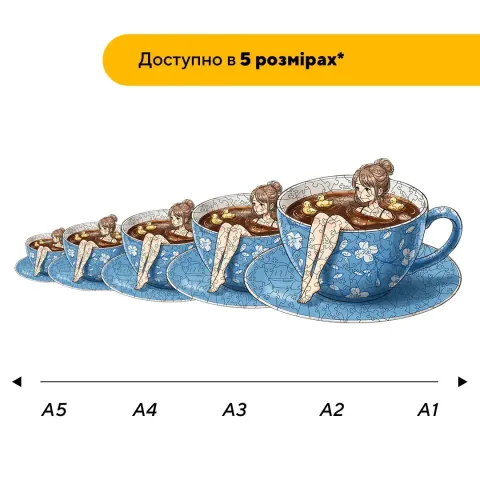 Дерев'яний фігурний пазл Кавування з качечками, А2, Картонна коробка 300+ елементів