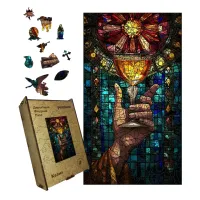 Дерев'яний фігурний пазл Келих, А3, Дерев'яна коробка 200 елементів