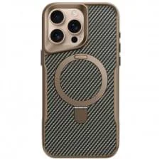 TPU+PC чехол Metal Buttons with MagSafe Carbon Ring для Apple iPhone 16 Pro (6.3")