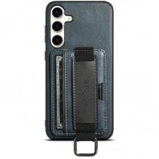 Шкіряний чохол Wallet case and straps для Samsung Galaxy S24+ Синій / Blue