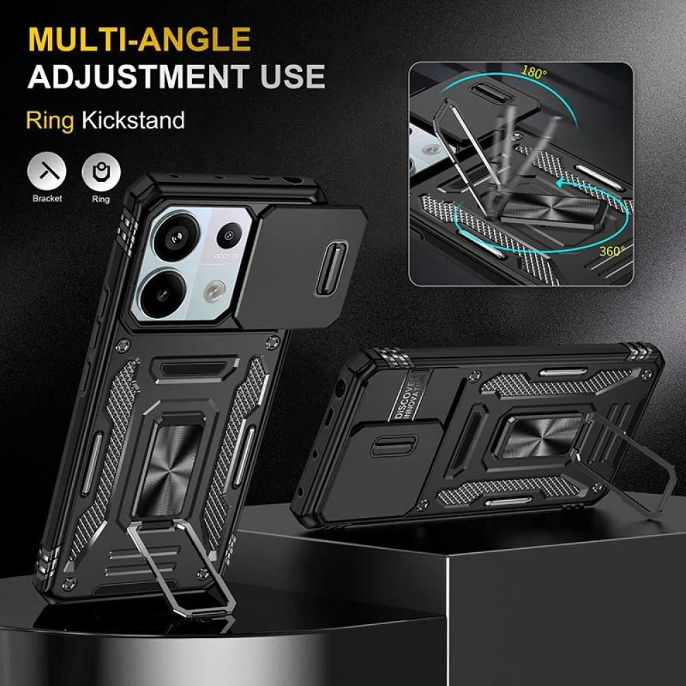 Ударостійкий чохол Camshield Army Ring для Xiaomi Redmi Note 13 Pro 4G / 14s / Poco M6 Pro 4G Чорний / Black