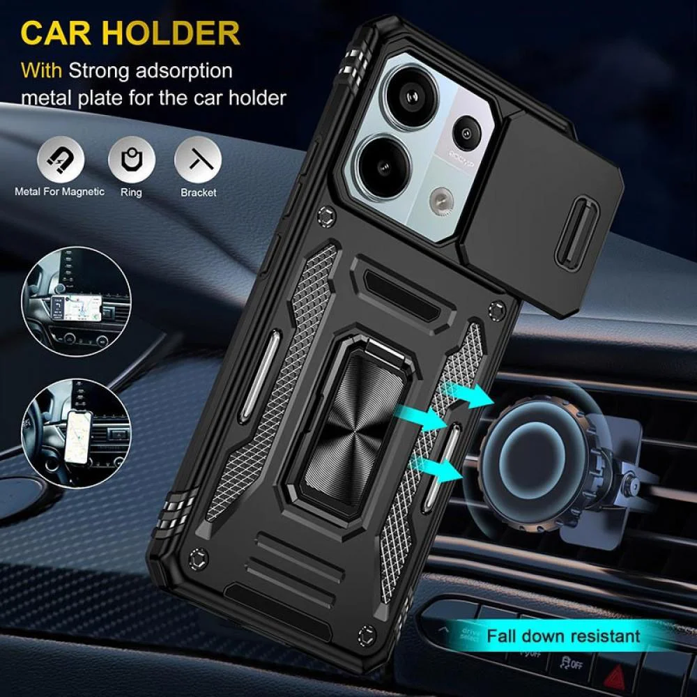 Ударостійкий чохол Camshield Army Ring для Xiaomi Redmi Note 13 Pro 4G / 14s / Poco M6 Pro 4G Чорний / Black