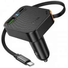АЗП Hoco NZ18 Guardian PD65W with retractable cable (1USB-A/2C) Black