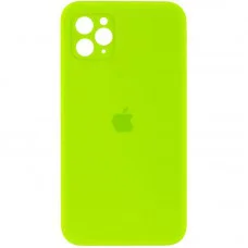 Чохол Silicone Case Square Full Camera Protective (AA) для Apple iPhone 11 Pro Max (6.5") Салатовий / Neon green