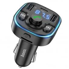 АЗП FM модулятор Hoco DE5 PD20W+QC3.0 (2USB-A/1C) Black