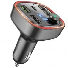 АЗП FM модулятор Borofone BC48 Broad 18W+QC3.0 (2USB-A/1C) Black