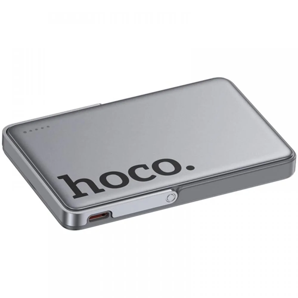 Портативний ЗП Power Bank Hoco Q36 Sunlight magnetic suction+holder PD20W з БЗП 5000 mAh Metal grey