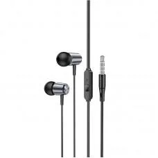 Стерео Навушники Hoco M108 Spring metal universal with mic (3.5mm/1.2m) Metal gray
