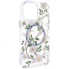 TPU+PC чохол Clear Garden with MagSafe для Apple iPhone 16 Pro (6.3") White Gardenia