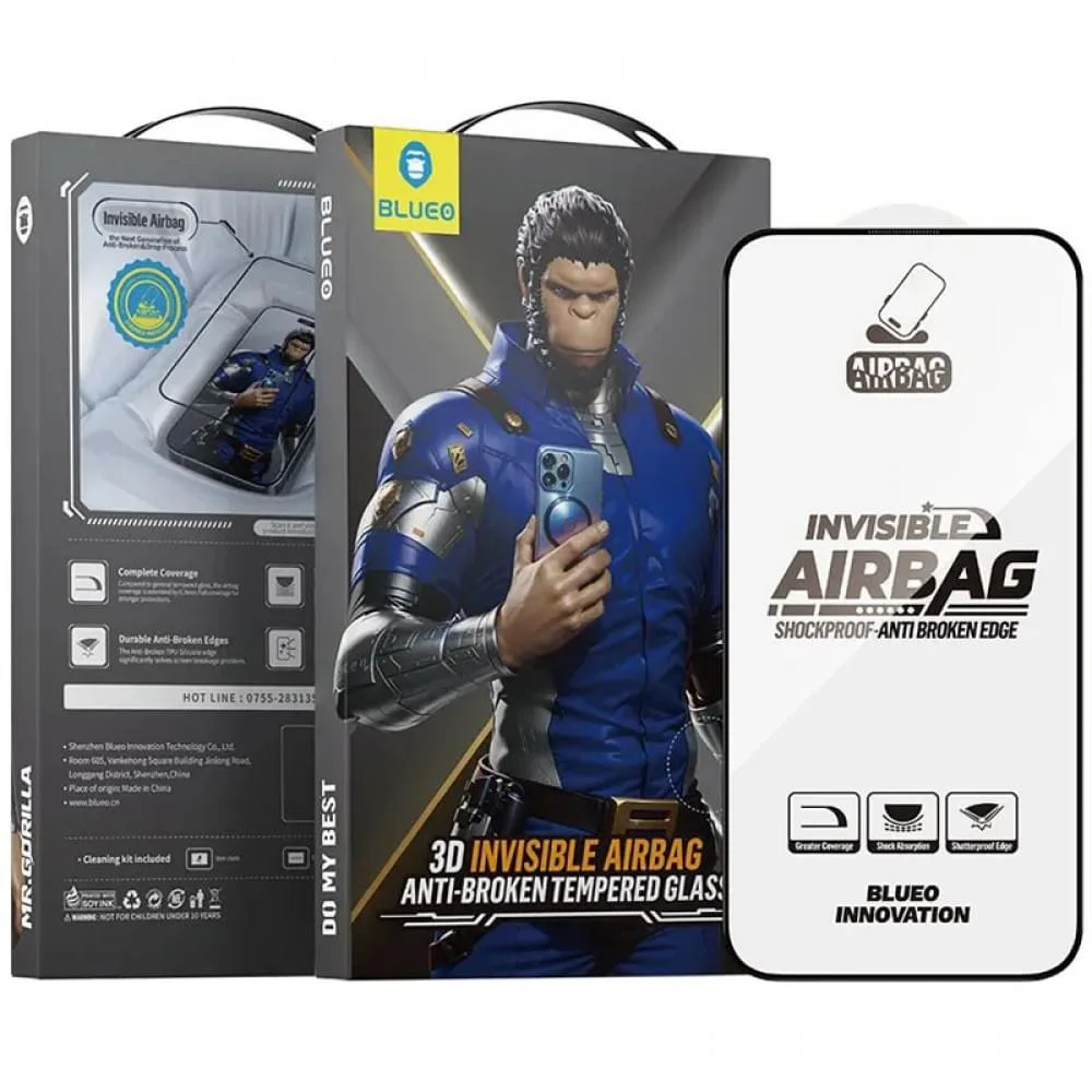Защитное 3D стекло Blueo Invisible Airbag Anti-broken для Apple iPhone 14 Pro / 15 / 16 (6.1")