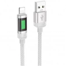 Дата кабель Hoco U126 Lantern 2.4A USB to Lightning (1.2m) Gray