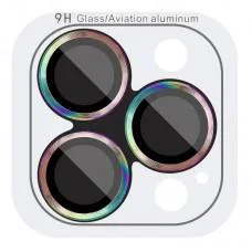 Захисне скло Metal Classic на камеру (у упак.) для Apple iPhone 14 Pro (6.1") / 14 Pro Max (6.7") Бузковий / Rainbow