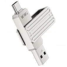 Флеш-накопичувач WIWU Wi-FD001 3in1 (USB-A/C/L) USB 3.0 — 32GB Silver