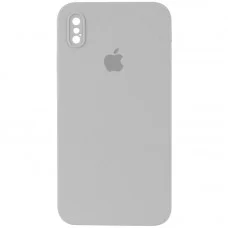 Чохол Silicone Case Square Full Camera Protective (AA) для Apple iPhone X / XS (5.8") Сірий / Light Grey