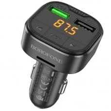 АЗП FM модулятор Borofone BC43 Flash 18W+QC3.0 (2USB-A) Black