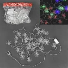 Гірлянда Сніжинка 4,5 м 28 ламп кольорова C23458 Гірлянда Сніжинка 4,5 м 28 ламп кольорова C23458