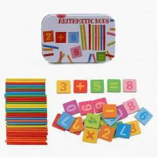 Магнітна гра Математика, C73228, у металевому боксі, з цифрами та дерев’яними паличками