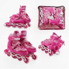 Роликові ковзани, розмір 39-43, PVC колеса, устілка 25-27 см, рожевий, INLINE SKATE, 92403-L