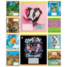 Зошити учнівські 18 аркушів клітинка Тверда Мікс 3, 20 шт. в упаковці