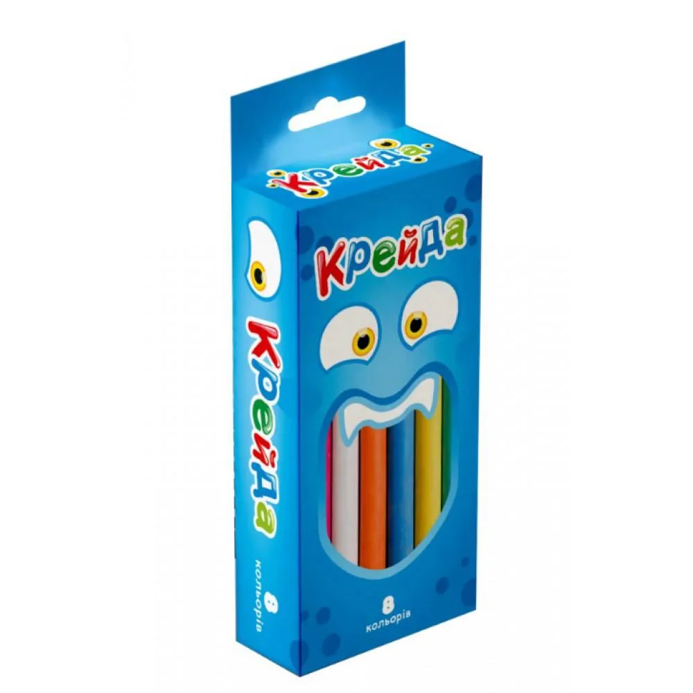 Крейда маленька кругла, 8 штук, різнокольорова, Стратег, 50105