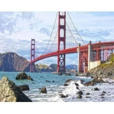 Набор для творчества алмазная картина Мост Золотые Ворота Strateg HEG86113, 30x40 см