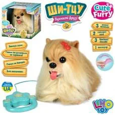 Собака Ши-тцу, д/к(повідець), 28-19-19см, сенсорна, музика-звук(укр), звук(гавкає), 3 пісні, їздить, танцює, повтор, 2 режими, на бат-ці, в кор-ці(разобр), 21-20,5-25см /12/
