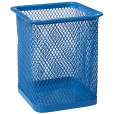 Підставка для ручок квадратна, металева, синій