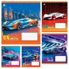 Зошити учнівські 18 аркушів клітинка Тверда Сучасні авто, 20 шт. в упаковці