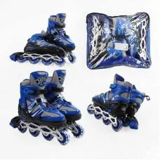 Роликові ковзани, розмір 39-43, PVC колеса, устілка 25-27 см, синій, INLINE SKATE, 93824-L
