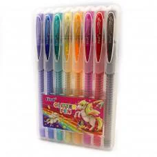 Набор гелевых ручек глиттер, 8 шт., 8 цветов, PVC бокс с подвесом