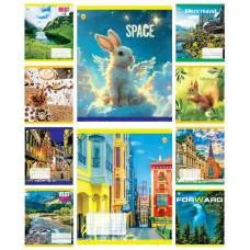 Зошити учнівські 96 аркушів клітинка Тверда Мікс 1, 10 шт. в упаковці