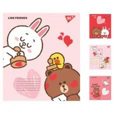Зошити учнівські 12 аркушів лінія Yes Line friends, 25 шт. в упаковці