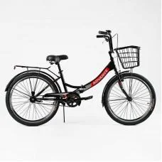 Велосипед складний Corso 24'' Advance + КОШИК, одношвидкісний, складна сталева рама 14'', корзина /1/