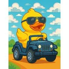 Алмазна мозаїка вибіркова Качка на машині 15×20 см AMV1207